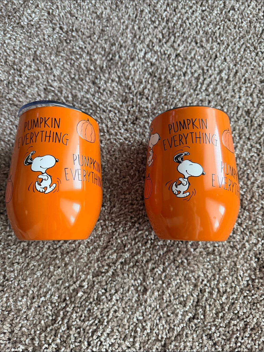 Peanuts Orange Snoopy 'Pumpkin Everything' Stemless Wine Tumblers - Set of 2